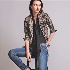 CAbi Leopard Print Blazer in Brown and Black